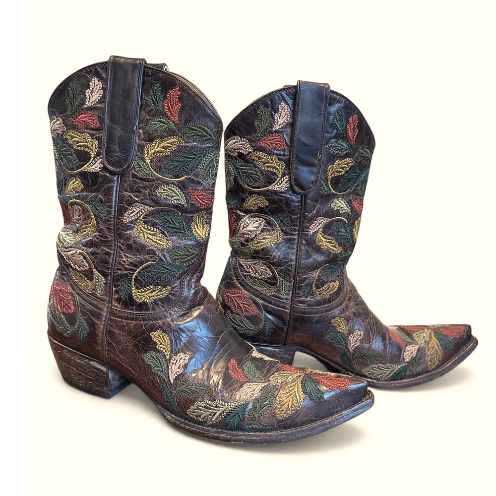 Old Gringo Brown Embroidered Cowboy Boots Size 8 - Picture 13 of 13